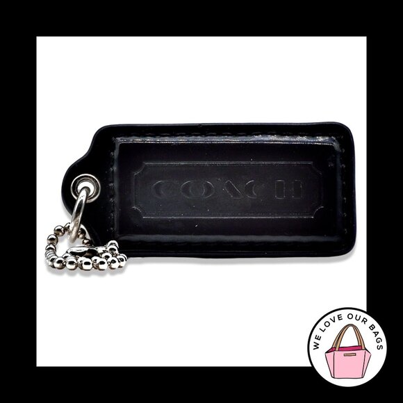 2.25" Large COACH Black Patent Leather Nickel Fob Bag Charm Keychain Hang Tag - Picture 1 of 1